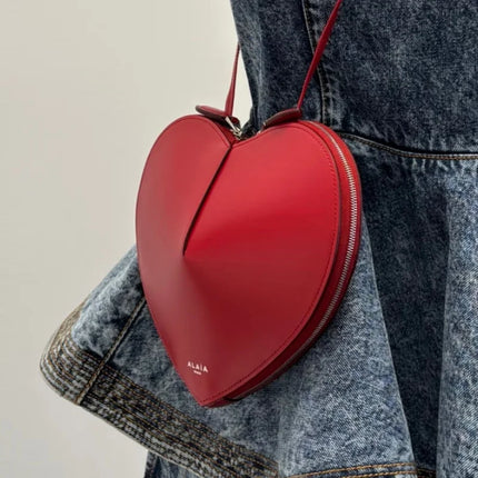 Borsa a tracolla a cuore in vera pelle, modello basic alla moda, nuova collezione 2026, per tutti i giorni, con tracolla regolabile, sottile, graziosa, da viaggio, per donna