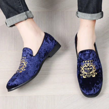 Scarpe in pelle scamosciata di lusso Scarpe da uomo di grandi dimensioni Scarpe da sposa firmate Mocassini ricamati Scarpe da festa piatte da uomo Oxford di alta qualità