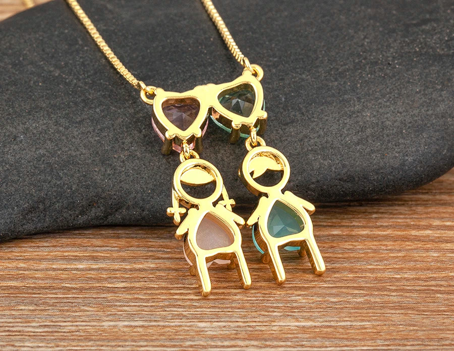 AIBEF Cuore Strass Ragazza e Ragazza Donna Ciondolo Collana Madre Cubic Zirconia Rame Dolce e Carino Gioielli Regalo di Fascino per Bambini