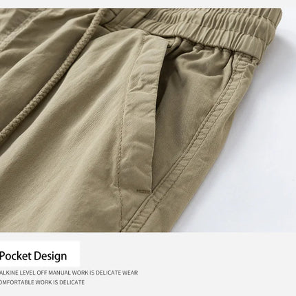 Men Zipper Flap Cargo Jogger Pants Elastic Drawstring Waist Cuffed Hem Wear Resistant Tactical Outdoor Trousers539