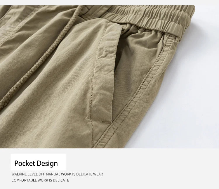 Men Zipper Flap Cargo Jogger Pants Elastic Drawstring Waist Cuffed Hem Wear Resistant Tactical Outdoor Trousers539