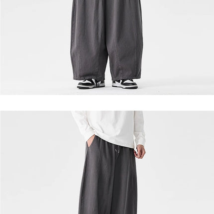 Pantaloni a gamba larga da uomo comodi da indossare Pantaloni casual Pantaloni Harun giapponesi Pantaloni sportivi con coulisse a lanterna da uomo Taglie forti