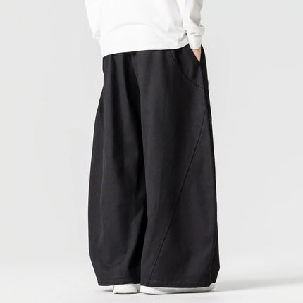 Pantaloni Primaverili 2026 da Uomo, Comodi e Larghi in Cotone, Stile Hip Hop, Tinta Unita, Moda Casual, Gamba Larga, Taglie Forti fino a 5XL