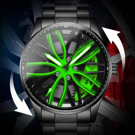 Orologio da Uomo LIGE di Lusso al Quarzo, Sportivo, Impermeabile, in Acciaio Inossidabile, Luminoso, con Quadrante a Forma di Ruota d'Auto, Elegante Orologio da Uomo per Affari platinumshop