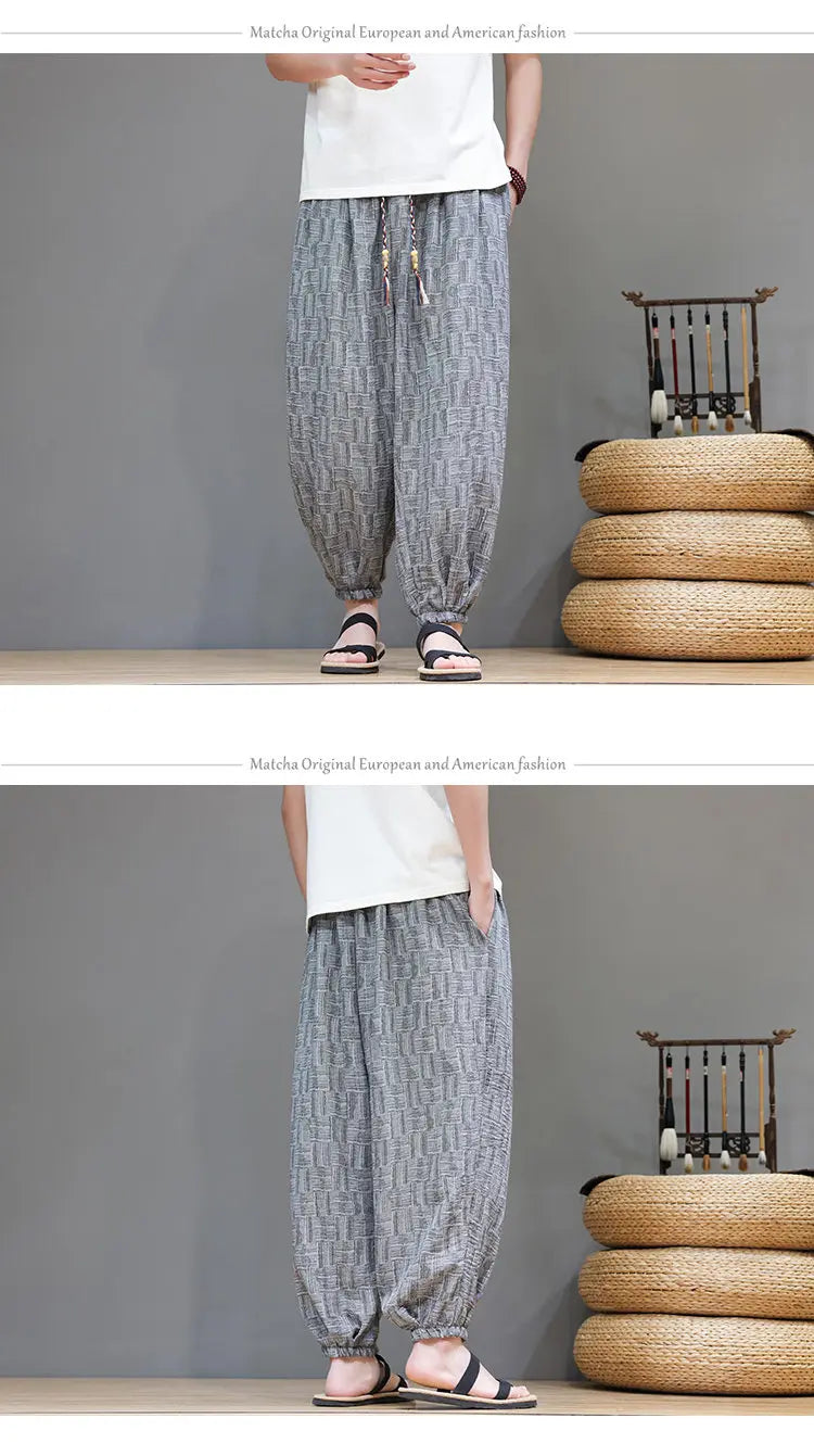 Pantaloni a Gamba Larga Stile Cinese in Corduroy, Pantaloni Lantern da Uomo, Comodi e Traspiranti per Autunno e Inverno, Jogger Casual