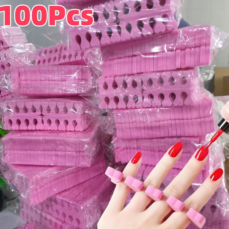 100Pcs/Pack Nail Art Finger Toe Separators Soft Heart-Shape Sponge Fingers Foot Separator Bulk Manicure Pedicure Care Tools Kits