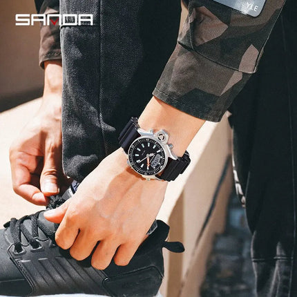 SANDA Sport orologio digitale al quarzo da uomo orologi subacquei creativi orologio da uomo con allarme impermeabile orologio con doppio Display Relogio Masculino platinumshop