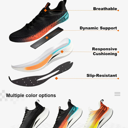 Baasploa Running Shoes Men Carbon Plate Professional Cushioning Anti-slip Sneaker Female Casual Breathable Jogging Sports Shoes PlatiNum