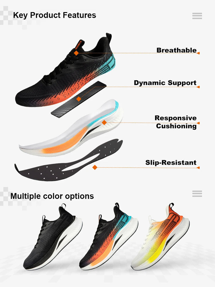 Baasploa Running Shoes Men Carbon Plate Professional Cushioning Anti-slip Sneaker Female Casual Breathable Jogging Sports Shoes PlatiNum