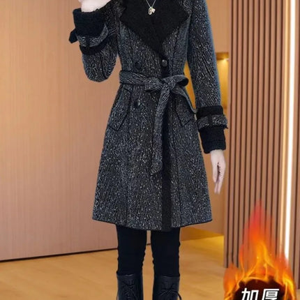 High-quality Female Woolen Coat On Both Sides 2025 Autumn And Winter New Double Sided Wear Suit Collar Woolen Coat Gray Black