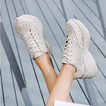 AIYUQI Women Sneakers Platform 2024  Rhinestone Sponge CakeWomen Casual Shoes Large Size Sneakers For Women