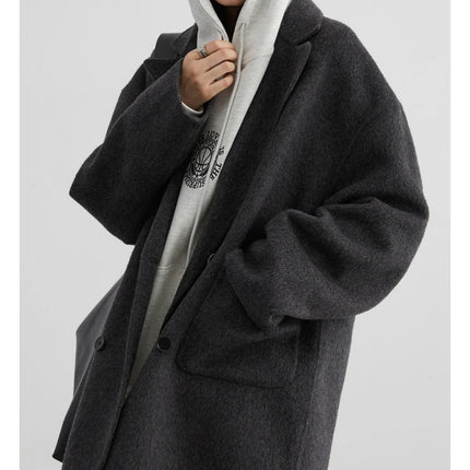 CHIC VEN Women's Woolen Coats Loose Casual Double Breasted Retro Double-sided Jacket Office Lady Outerwear Autumn Winter 2026