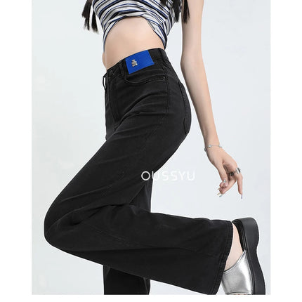 Nuova estate morbida Lyocell Jeans donna blu kaki bianco vita alta dritto sottile gamba larga pantaloni in denim Y2k abbigliamento femminile allentato 2XL