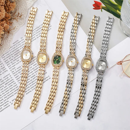 Orologio al quarzo moda donna placcato oro di lusso Semplice cinturino con fibbia di qualità per orologio da lavoro in acciaio inossidabile a forma di botte di Roma platinumshop