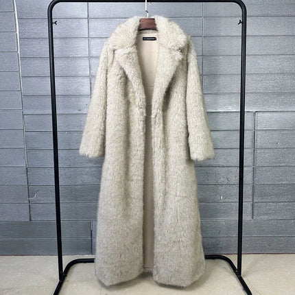 ZADORIN 130cm Long Luxury Lapel Faux Fur Coat Woman Y2K Clothes Thick Warm Fluffy Jacket Women Winter Faux Fur Coats Outerwears