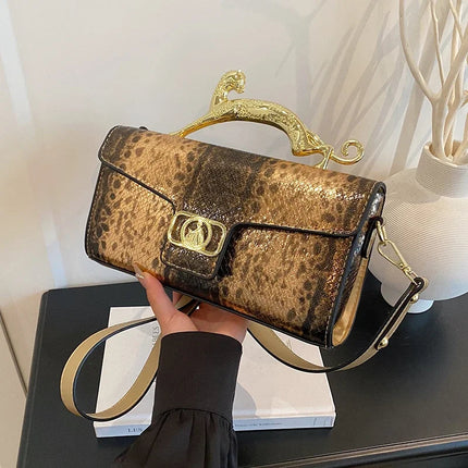 New Ladies Metal Buckle Simple Fashion Shoulder Bag Party Commuting Bag Women Luxury Brand Design PU Leather Bag PlatiNum