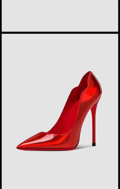 2025 New 12cm Black Extra Thin Heels  High Heels Super Shallow Mouth Women's Large Professional Single Shoes34-46