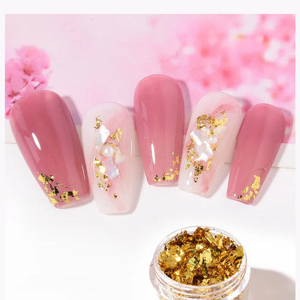 Rose Gold Silver Irregular Foil Paper Fragments Nail Art Sequin Sticker Glitter DIY Manicure UV Gel Polish Nail Decoration Tools