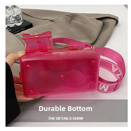 2025 Transparent PVC Beach Bag, Korean Style, Fresh and Sweet Silicone Shoulder Bag, Medium Size with Zipper Closure
