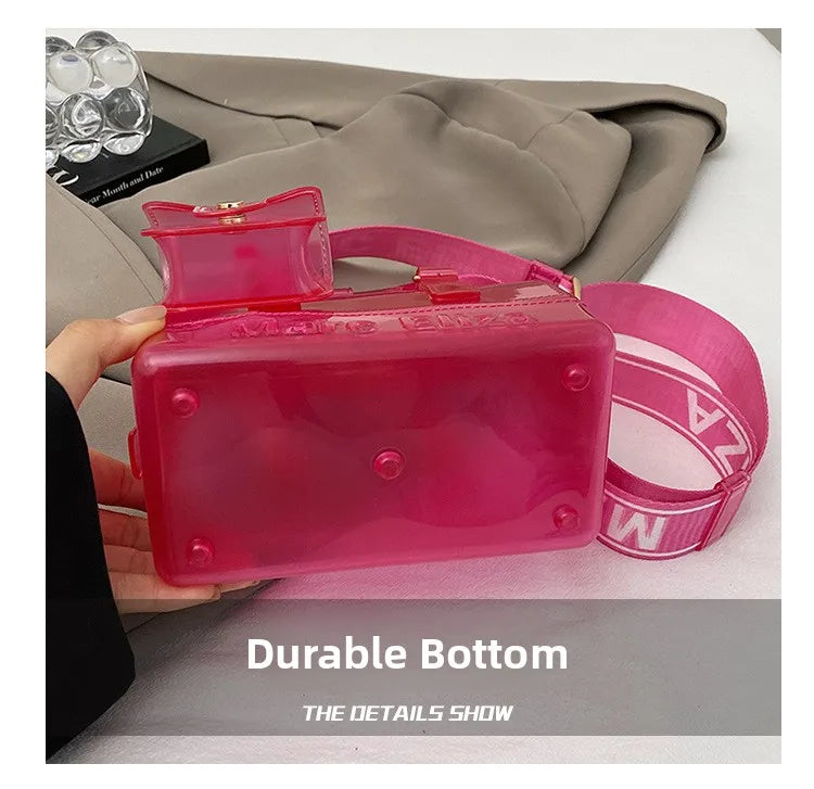 Borsa da Spiaggia in PVC Trasparente 2025, Stile Coreano, Borsa a Tracolla Fresca e Dolce in Silicone, Misura Media con Chiusura a Cerniera
