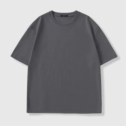 Four seasons 100% Cotton T shirts Man Casual Tees High quality Solid color Couple Oversized T shirts Black White Grey Sports Top PlatiNum