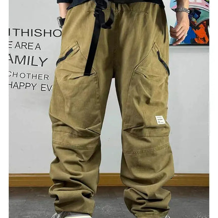 American Streetwear Multi-Pocket Cargo Pants Men High Quality Fashion Baggy Pants Plus Size Black Army Straight-Leg Trousers