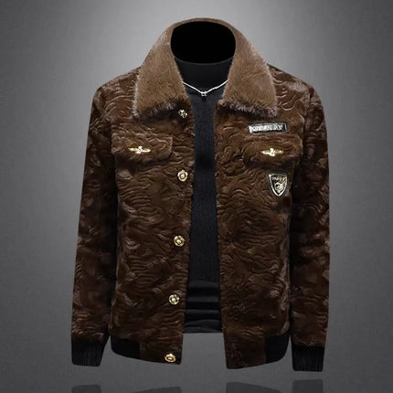 Winter Men Gold Mink Fur Thickened Sheepskin Water-Repellent One-Piece Collar Coat Mens Wool Trench Coat Manteau Homme Hiver
