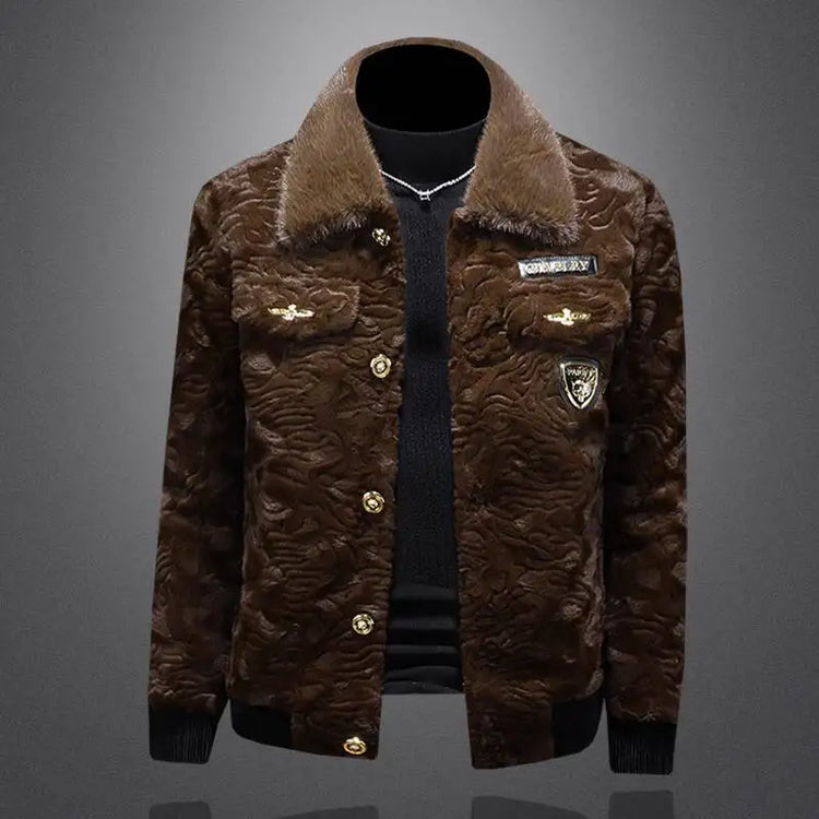 Winter Men Gold Mink Fur Thickened Sheepskin Water-Repellent One-Piece Collar Coat Mens Wool Trench Coat Manteau Homme Hiver