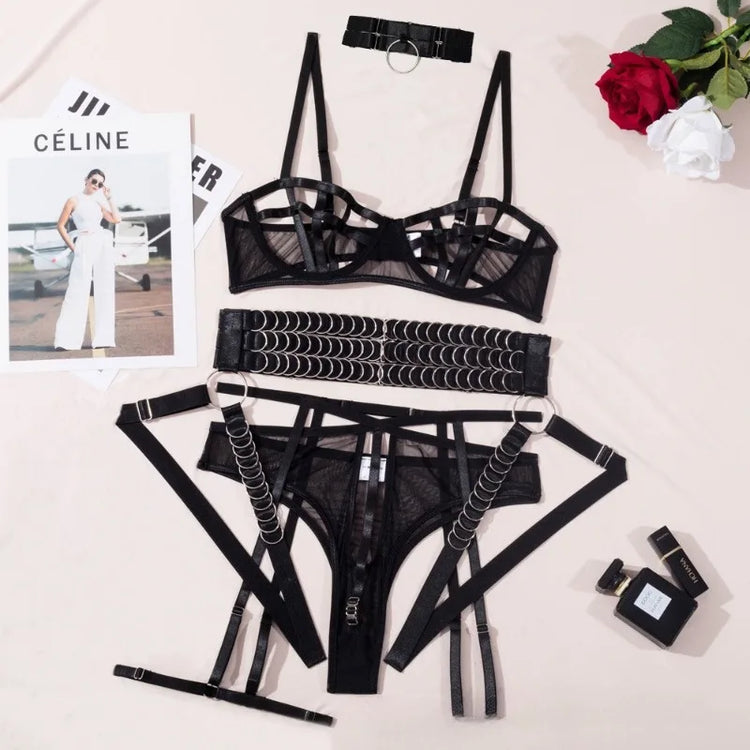 Toucheart Erotic Underwear Hollow Out Girl Complex Gathertogether Chest Support Straps Sexy Seductive Coquette Private Split Kit