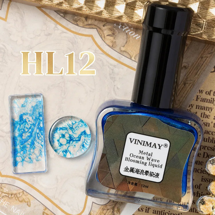 Ocean Wave Marble Nail Art Liquid, Bubble Smoke Effect Blending Gel Polish, Watercolor Ink Gradient Amber Jelly for DIY Manicure