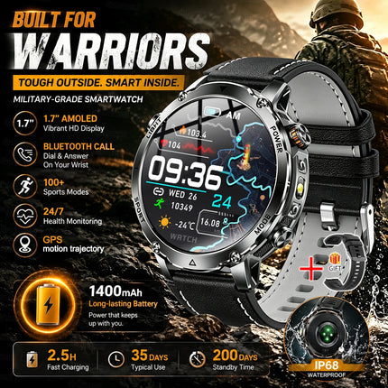 Military Grade Sapphire Smart Watch HeartRate SO2 BT5.3 Call Custom dial Smartwatch for Men Breathable Band Sports watch 1400mAh