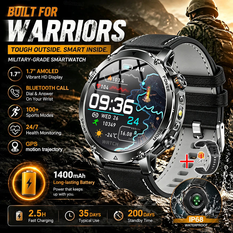 Military Grade Sapphire Smart Watch HeartRate SO2 BT5.3 Call Custom dial Smartwatch for Men Breathable Band Sports watch 1400mAh