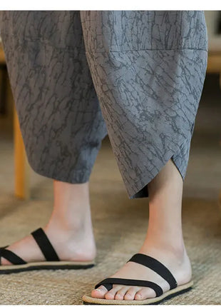 Kimono giapponese Pantaloncini tradizionali Pantaloni asiatici da uomo Samurai giapponese Pantaloni larghi da uomo in lino Yukata casual allentati