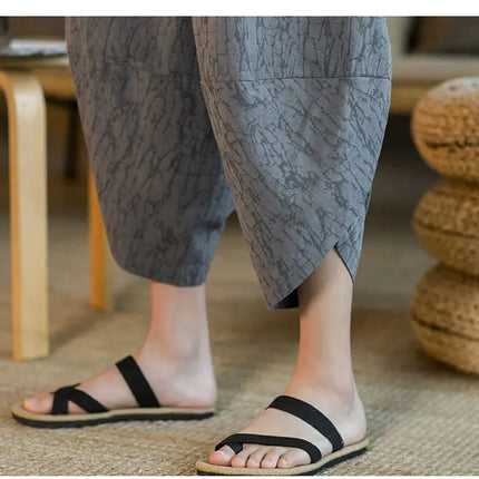 Kimono giapponese Pantaloncini tradizionali Pantaloni asiatici da uomo Samurai giapponese Pantaloni larghi da uomo in lino Yukata casual allentati