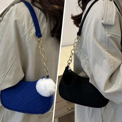 Mini Women Shoulder Bags Fashion Felt Women's Bag Design Advanced Underarm Handbags Mini Saddle Bag PlatiNum