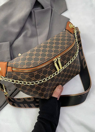 Women Chain Waist Bag Luxury Designer Chest Pack Quality PU Leather Fanny Pack Phone Purse Female Shoulder Crossbody Bag PlatiNum