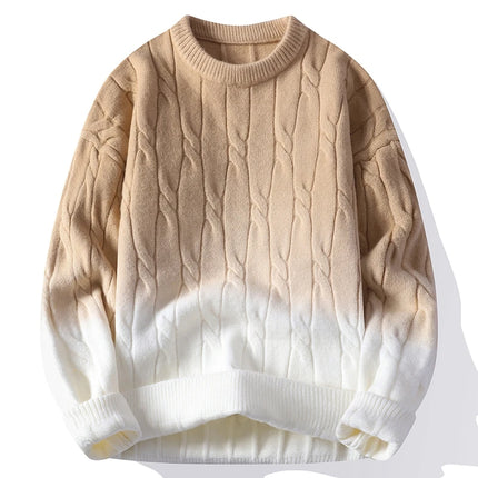 New Trendy Autumn and Winter Jacquard Pattern Pullover Sweater Casual Round Neck Color-Blocking Knit Men's Pullover