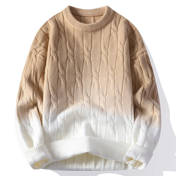New Trendy Autumn and Winter Jacquard Pattern Pullover Sweater Casual Round Neck Color-Blocking Knit Men's Pullover