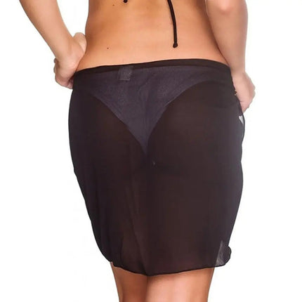 Gonna corta Sarongs corti Copricostume in chiffon Copricostume Sciarpa Copricapo corto da spiaggia Avvolgente trasparente da donna platinumshop