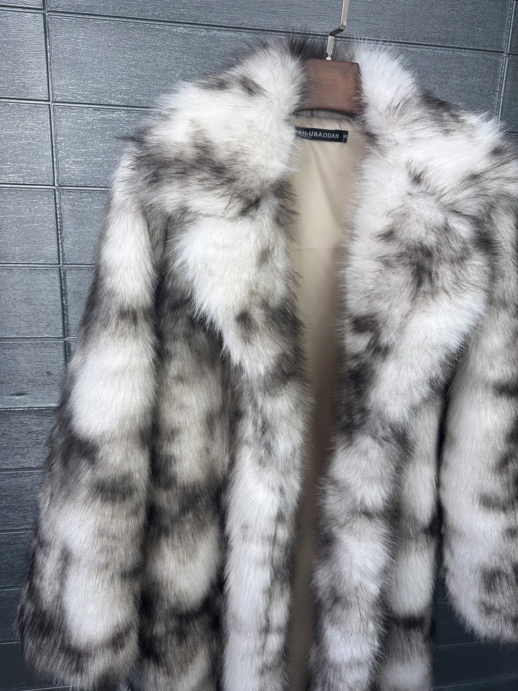 ZADORIN New 130cm Long Fluffy Faux Fox Fur Coat Woman Elegant Lapel Thick Warm Faux Fur Jacket Woman Winter Fur Coats Outerwears