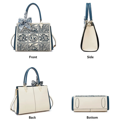 FOXER borsa a spalla donna in pelle con foulard seta