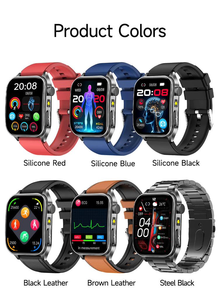 2026 Nuovo 650nm Terapia Laser Grassi nel sangue Acido urico Pressione sanguigna Smart Watch ECG + PPG Preciso Monitor di salute Smartwatch per gli uomini platinumshop