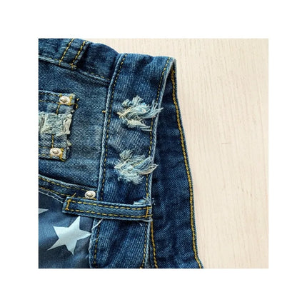 Pantaloncini di jeans con stampa stelle e nappe con bandiera americana estiva da donna Pantaloncini di design con nappe alla moda Pantaloncini casual versatili