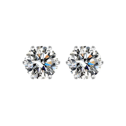 100% 925 sterling silver GRA Certified 0.3-3CT real Moissanite D color VVS1 six-jaw stud earrings Women Wedding Band Jewelry PlatiNum