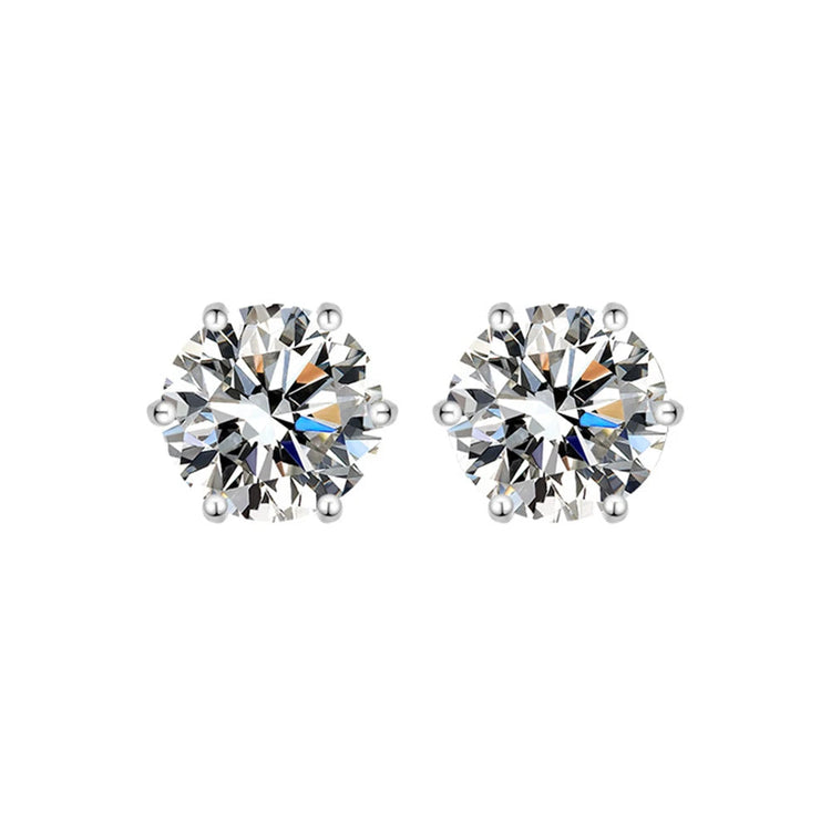 100% 925 sterling silver GRA Certified 0.3-3CT real Moissanite D color VVS1 six-jaw stud earrings Women Wedding Band Jewelry PlatiNum