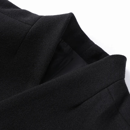 Women's Long Coat Slim V Neck Single Breasted Overcoats Shoulder Pad Maxi Jackets with Belt 2025 New Winter Lady Commute Outwear