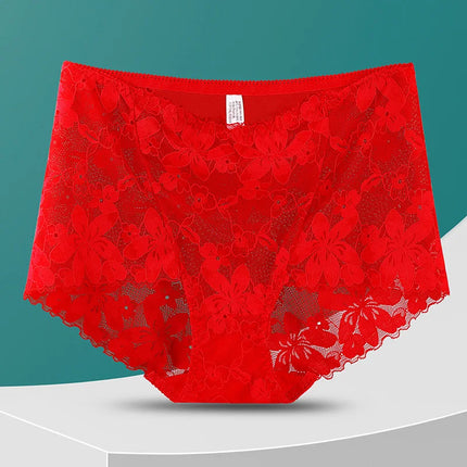 Transparent Lace Briefs Women Panties Girls Summer Underpants Plus Size Underwear Solid Color Sexy Lingerie XXL