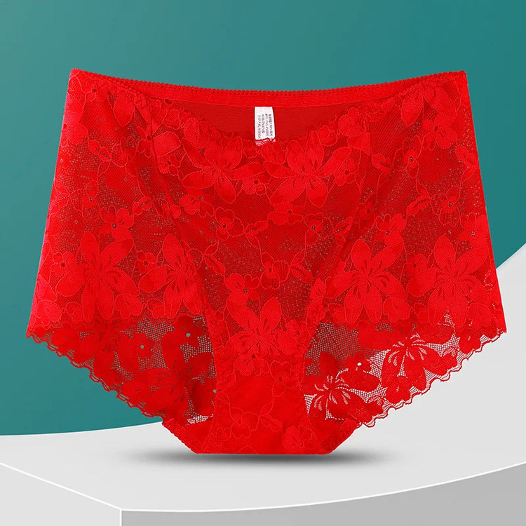 Transparent Lace Briefs Women Panties Girls Summer Underpants Plus Size Underwear Solid Color Sexy Lingerie XXL