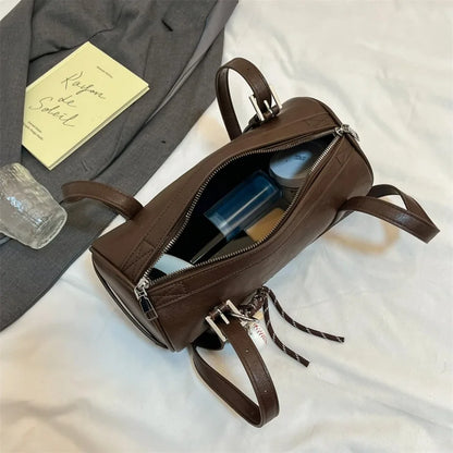 2025 Cylinder Pillow Bag for Women Multifunctional Shoulder Crossbody Bag with Pendant Winter Luxury Designer Handbag