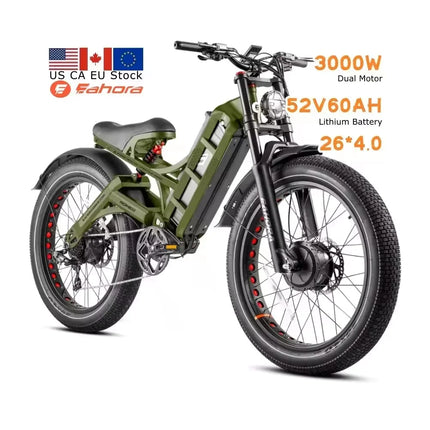 【Romeo pro2 spot】Bicicletta elettrica da città Romeo pro2 3000W con doppio motore, batteria integrata 52V 70Ah, pneumatici grandi, ruote da 26x4.0